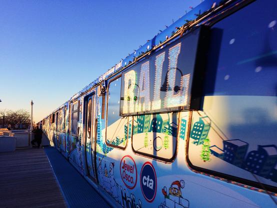 iPhone 5s photo by Chicago artist Jenny Lam of the annual CTA Holiday Train in Wicker Park in 2017