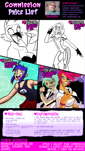 My New art commission prices.