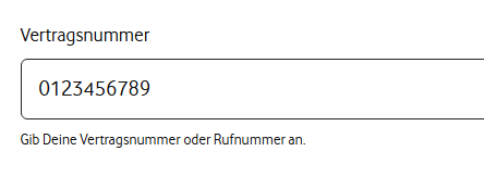 Eingabefeld "Vertragsnummer". Als Beispielwert wurden die Ziffern 0 bis 9 eingetragen. Die Ziffern 0, 2, 6, 8 und 9 sind normal hoch. 1, 3, 5 und 7 sind etwas niedriger. Und die 4 ist nochmal niedriger!