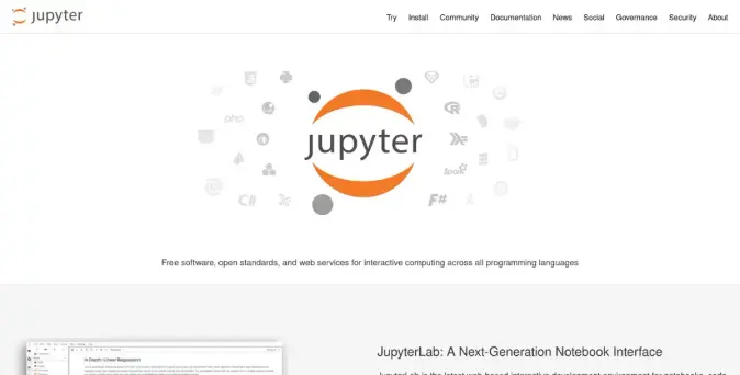 Jupyter is a web application used to program in more than 40 programming languages, including Julia, Python, R, Ruby and Scala1. Jupyter allows you to create notebooks, i. e. programs containing both markdown text and Julia, Python, R... These notebooks are used in data science to explore and analyze data.