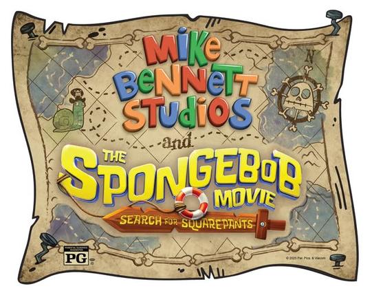 An announcement that "Mike Bennett Studios and The Spongebob Movie" are collaborating.