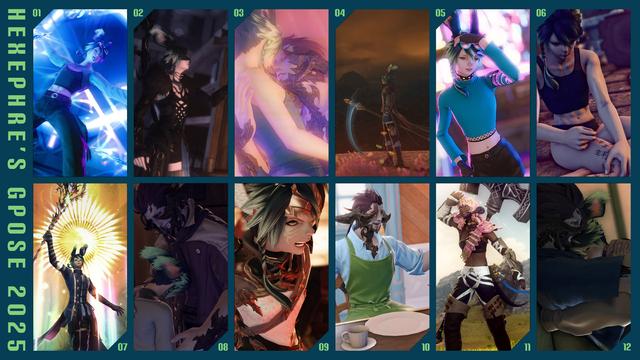 an image featuring twelve of my gposes, one for each month of the year.