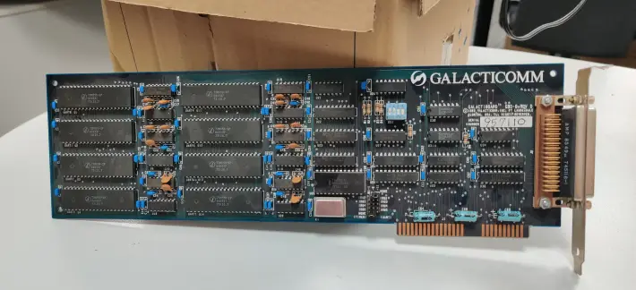 A photo depicting a front of an extension board with all components, produced by Galacticomm.