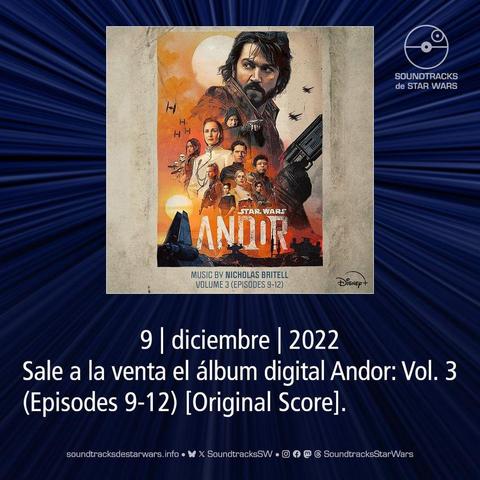 Portada del álbum digital Andor: Vol. 3 (Episodes 9-12) [Original Score]. / Cover of the digital album Andor: Vol. 3 (Episodes 9-12) [Original Score].