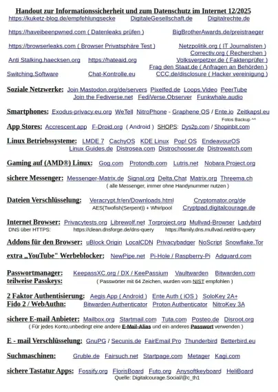 Meine IT Datenschutz Liste für euch alle