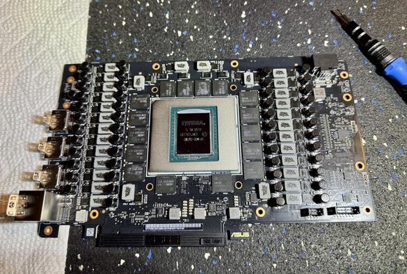 rtx 5090 gpu with air cooling removed prep for a water block