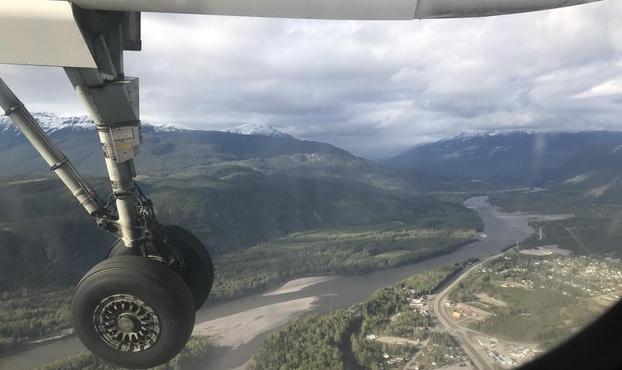 Photograph from the plane flying into Terrace, BC, over the Skeena River.