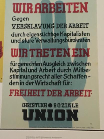 CSU --Plakat der 1950er Jahr mit sehr deutlicher Kapaitalismuskritik
