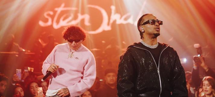 Ozuna y Beéle en el Florida Park de Madrid durante la presentación de 'Stendhal'