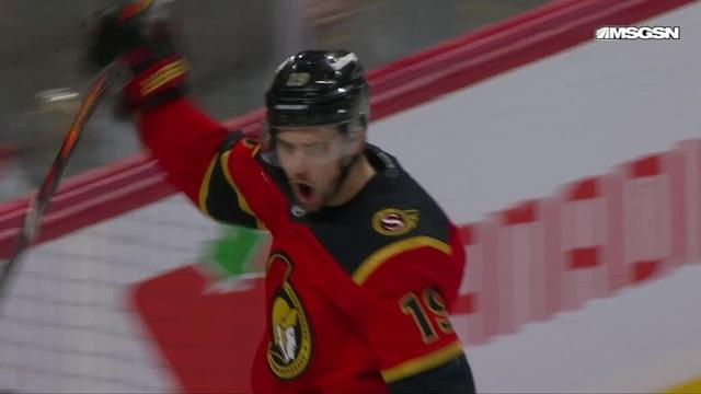 Drake Batherson scores a powerplay goal against the New Jersey Devils