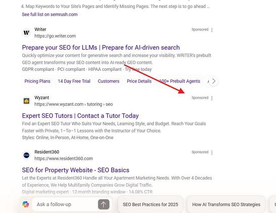 Bing tests moving ad labels from the left of the ad to the right of the ad