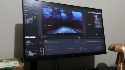 A computer screen displays a video editing software project featuring a nighttime road scene with jellyfish and the title "ALAN WAKE."
