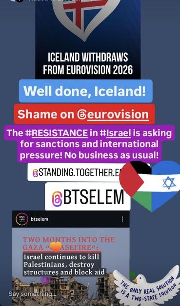 btselem posts + eurovision news
