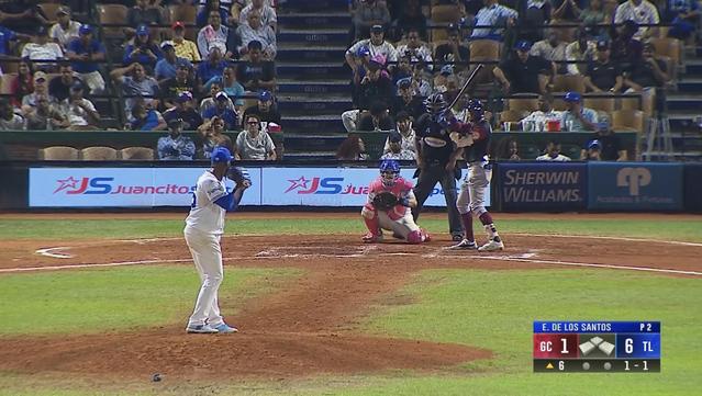 A screen capture of a Winter League baseball game on MLB Network.