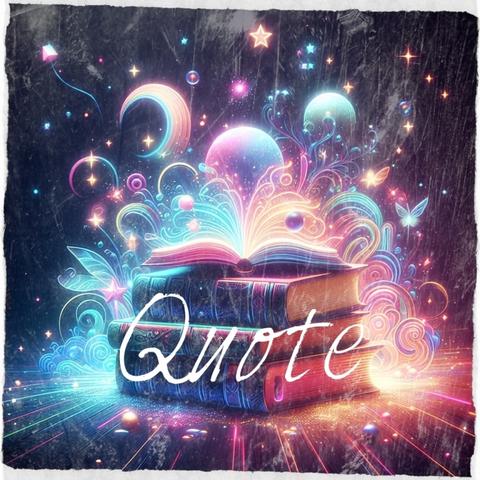 Edited AI image of a stack of fanasy novels, with the test "Quote" in it.