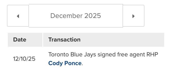 The Cody Ponce deal is now official (via Blue Jays transaction page)