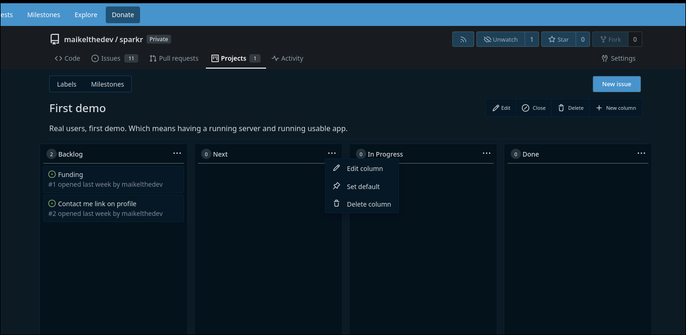 Project view on Codeberg