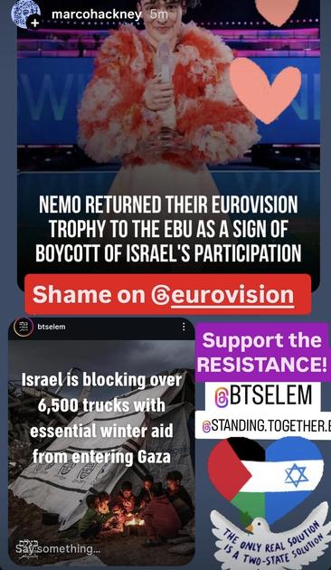 #Nemo joins the #EUROVISION #boycott returning their #trophy