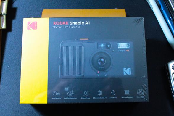 A photo of the box the Kodak Snapic A1 comes in.  It's a nice little package with a photo of the camera on the front of the box.  It's sturdy enough it could take a few bumps and the camera inside would be fine.