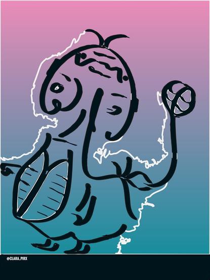 Absurde Comic Figur.