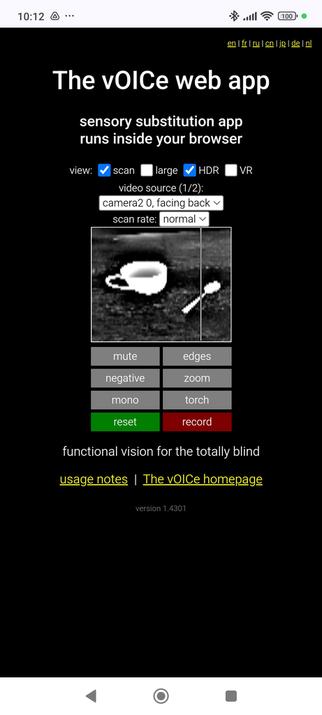 Screenshot of The vOICe web app