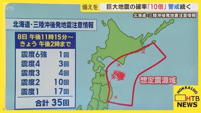 後発地震注意情報の想定震源域内で地震相次ぐ　巨大地震の確率「いつもの１０倍」　避難の備えを