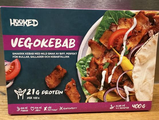 The packaging of vegan kebab from the newly started company Hooked