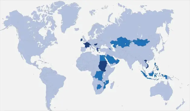الدول المستهدفة
الظاهر أن السودان هو أكثر الدول استهدافاً