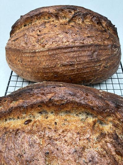 Sourdough showing seaweed and seeds.