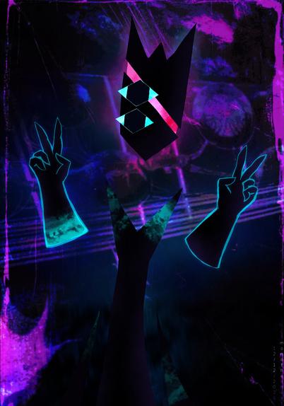 A portrait of the character Tozik doing two peace signs. In the background is a shot from the game of the lower-away Recreation hub. It’s signed 12/12/2025 monotheonist in the bottom right corner.