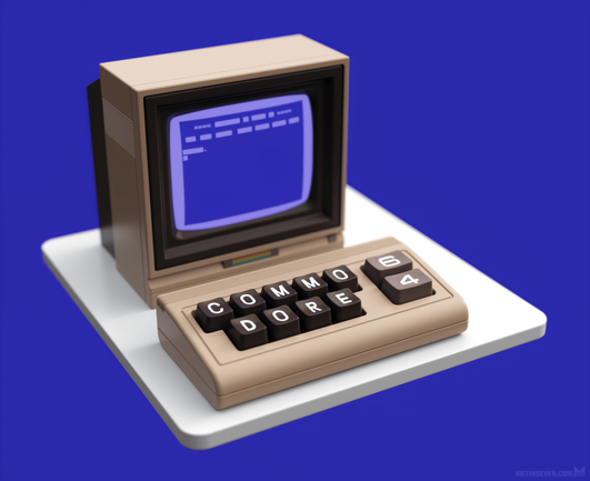 3D icon style tribute to the legendary Commodore 64 computer and 1702 monitor.