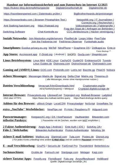 Meine IT Datenschutz Liste für alle !!