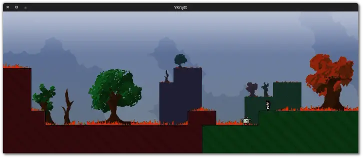 🕶️ A view of its UI (v. 0.6.9 beta, on my Linux PC) with Juni standing on a platform overlooking a harmless creature in a bucolic landscape.

📚️ YKnytt is a free (libre code, free content) and multi-platform atmospheric adventure and platform game continuing the work done on the game Knytt Stories (by Nicklas Nygren) with the author's consent. The player follows the adventures of Juni, a female Knytt, on her planet. The game includes over 1,200 levels designed by the author or the community. This port offers an integrated level downloader, a detailed map system with markers, user settings, dynamic screen resizing, controller and touchscreen support, and control configuration. The visual and audio atmosphere is particularly well crafted, and the content is immense and high quality. Brilliant!