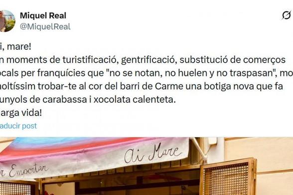 El tuit de @MiquelReal sobre la nueva tienda abierta en Valencia. (@MiquelReal)