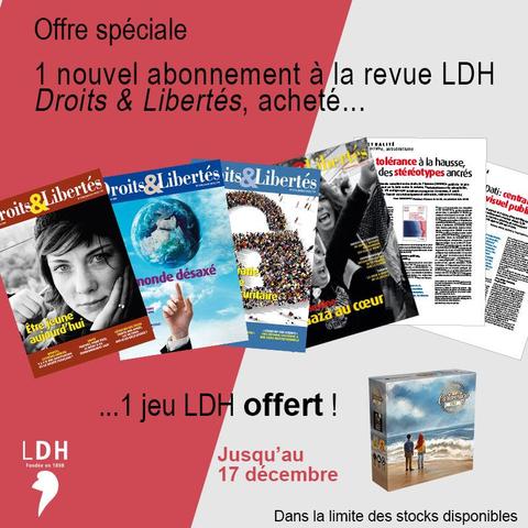 Pour tout abonnement à la revue Droits & Libertés, 1 #jeu « Cartaventura » offert, Du 8 au 17 décembre
