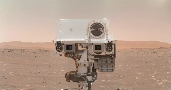 Perseverance's First Selfie NASA's Perseverance rover took its first selfie on 6 April 2021. Perseverance takes selfies with the WATSON camera, located at the end of the rover's robotic arm. NASA/JPL-Caltech/Kevin M. Gill