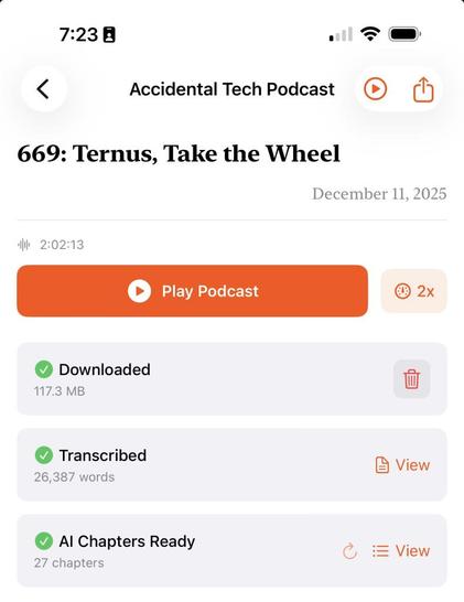 Podcast transcription and chapter generation