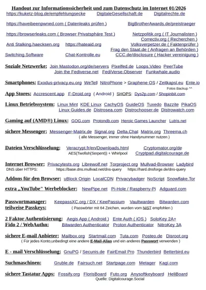 Meine IT Datenschutz Liste für alle !!