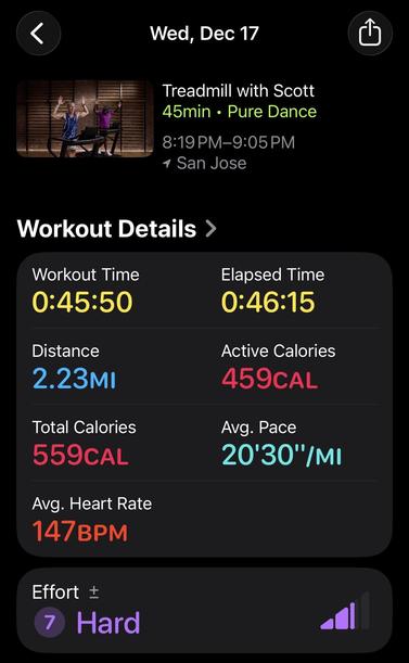 Screenshot of Apple Fitness+ workout.