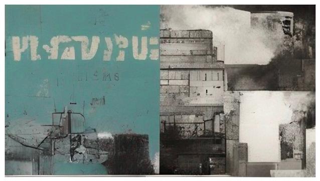 The piece is a study in the science of imaginary solutions, a visual treatise on the laws governing exceptions. The left panel, a teal field of accelerated entropy, presents the fragmented epigraphy of a hyper-object, where the word "PLATYPUS" (or a similar construct) is captured in a state of asphaltic decay. This serves as a testament to the singular, unrepeatable moment of its own becoming and un-becoming.

The right panel juxtaposes this chromatic anomaly with a monochromatic analysis of non-existent architecture. These structures adhere to a logic of spontaneous generation and immediate ruin, existing only in the interval between perception and oblivion. The entire composition functions as a diagram of the clinamen, the inexplicable swerve of reality from the predictable, illustrating the precise, yet entirely arbitrary, intersection of the linguistic and the structural. It is a precise documentation of that which cannot be measured.