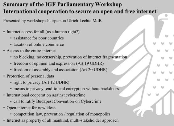 Ergebnisse des Parlamentarischen Workshops beim Internet Governance Forum 2019 in Berlin
