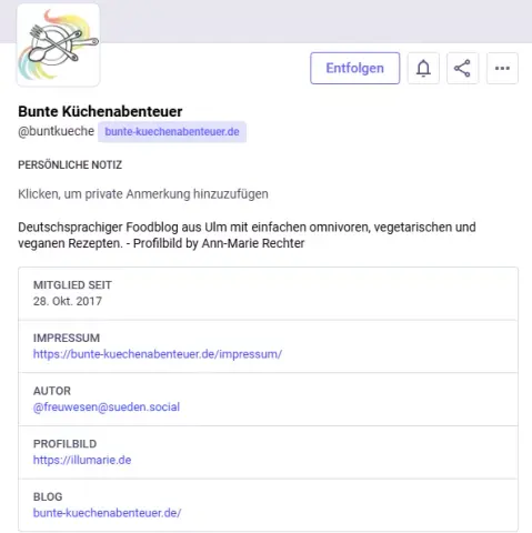 Screenshot des fertigen Blogprofils im Fediverse