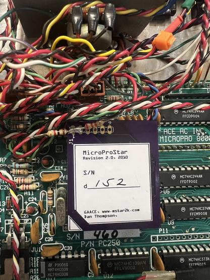 The newly installed processor board showing the label. The board has been newly manufactured this year, though the firmware revision is dated 2010.