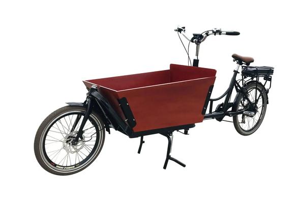 Picture of a Bakfiets bike — a cargo bike with basically a wheelbarrow on the front.