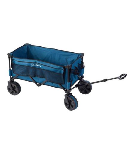 Picture of a collapsible LL Bean metal frame camping wagon with polyester canvas for the frame cover.