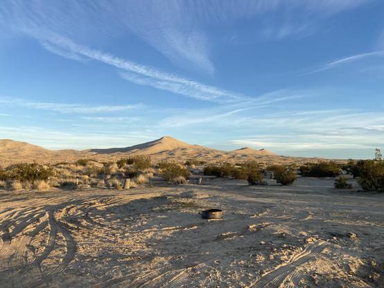 Kelso dunes from the campground. A big (600’) pile of sand.