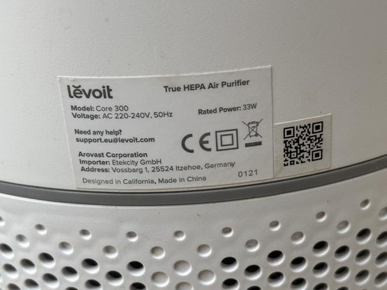Produktschild vom Levoit Luftreiniger.
