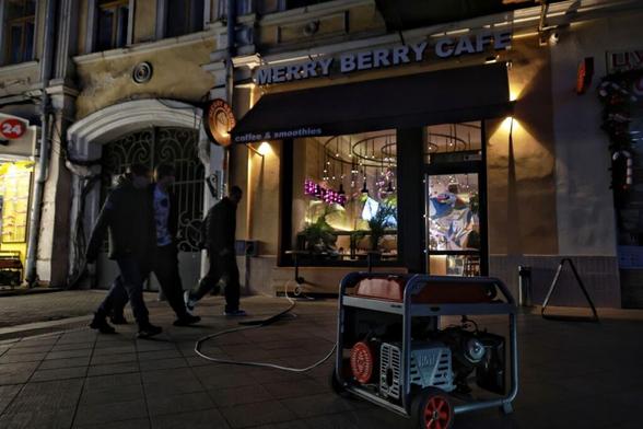 A generator is installed on a street in Odesa, Ukraine, winter 2025, after Russian shelling on Dec. 13 left most of the city without electricity, with water supply and heating cut in many districts