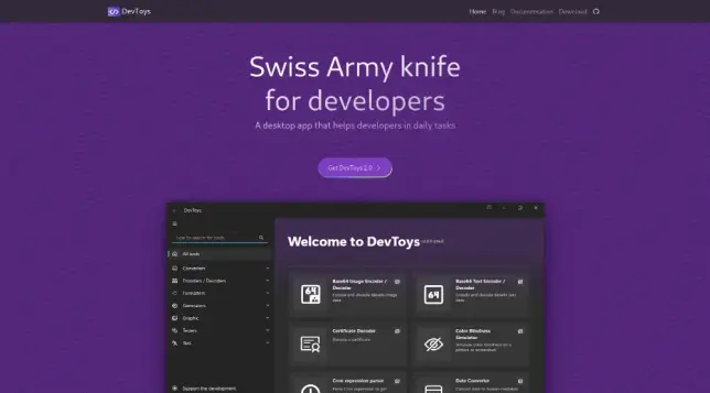Swiss Army knife for developers. A desktop app that helps developers in daily tasks.