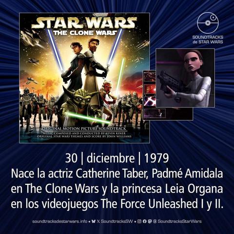 Portada del soundtrack en CD de la película The Clone Wars, y una imagen de Padmé Amidala tomada del interior de ese mismo soundtrack. / The cover of the CD soundtrack for the movie The Clone Wars, and an image of Padmé Amidala taken from inside that same soundtrack.